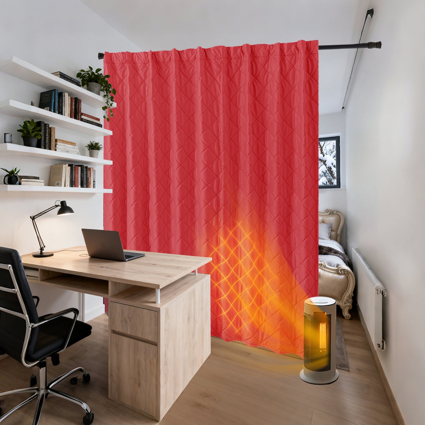 Extra Breiter Samt-Steppvorhang – Wärmende Trenn- oder Weihnachtsgardine aus 3-Schicht-Material