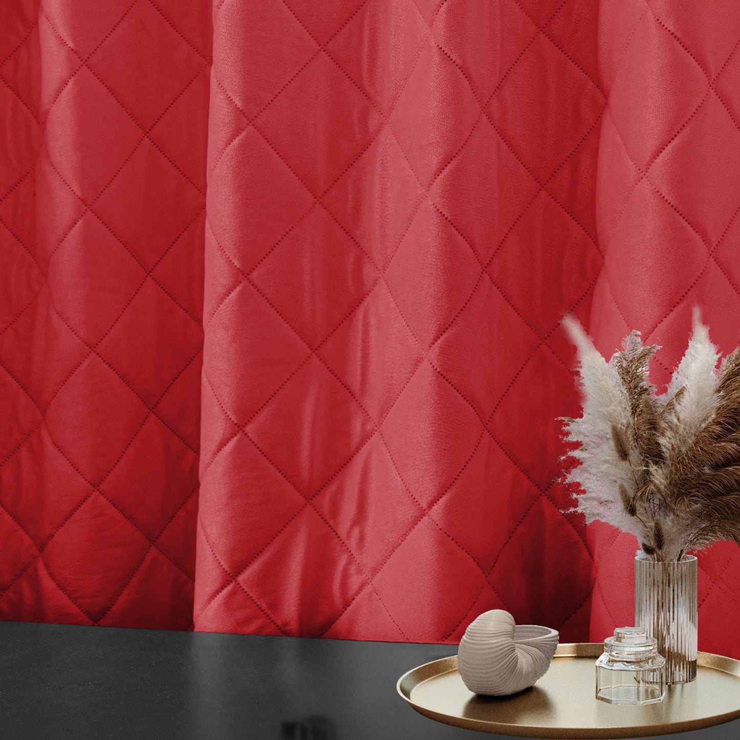 Extra Breiter Samt-Steppvorhang – Wärmende Trenn- oder Weihnachtsgardine aus 3-Schicht-Material