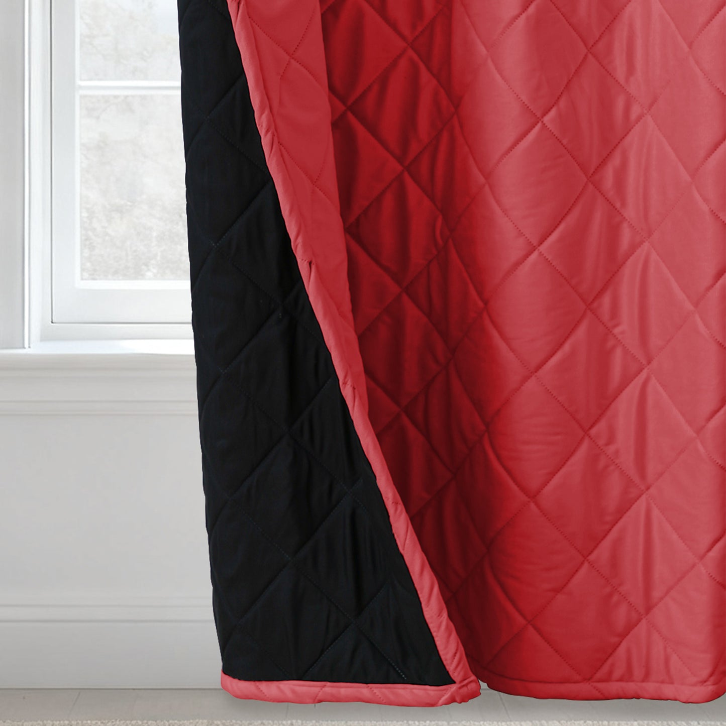 Extra Breiter Samt-Steppvorhang – Wärmende Trenn- oder Weihnachtsgardine aus 3-Schicht-Material