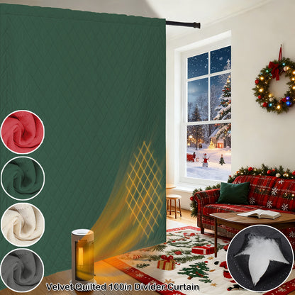 Extra Breiter Samt-Steppvorhang – Wärmende Trenn- oder Weihnachtsgardine aus 3-Schicht-Material