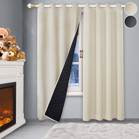 Steppvorhang Schwergewebe – 100 % Blackout, Thermo, 1/2 Panels