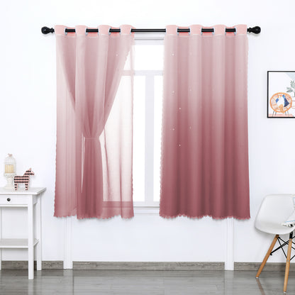 Rideaux occultants double épaisseur, 1 panneau, rose, 132 x 160 cm/132 x 213 cm/132 x 243 cm