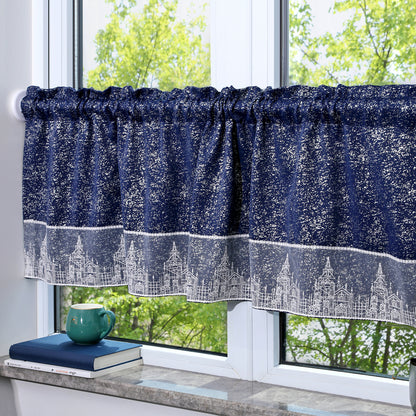 Stamping Lace Blackout Curtains, 1 Panel, Navy Blue, 132x45cm/132x60cm