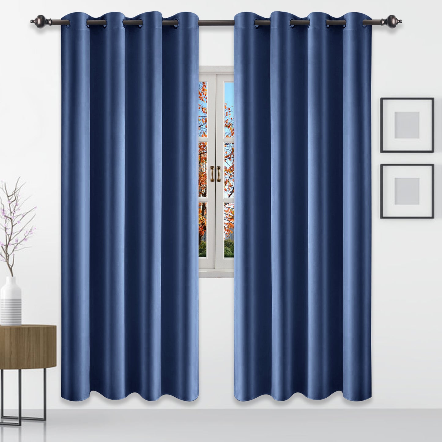 Silk Stain Curtains, 1 Panel, Blue, 132*160cm/132*183cm/132*213cm