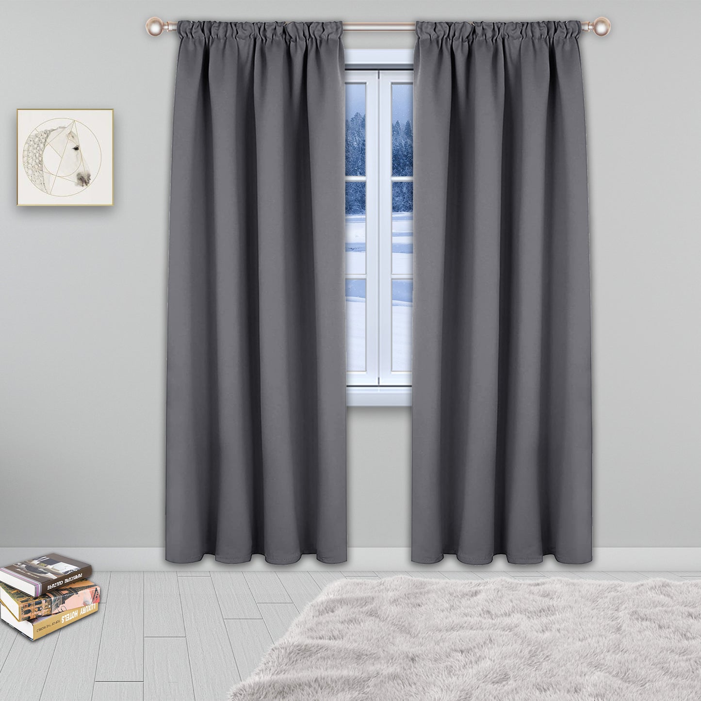 Blackout Curtains, 1 Panel, Gray, 132*160cm/132*183cm/132*213cm