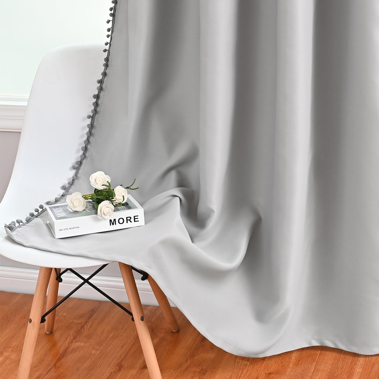 Pom Pom Blackout Curtains, 1 Panel, Gray, 132*160cm/132*183cm/132*214cm