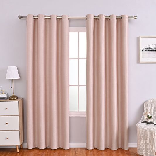 Linen Solid Curtains, 1 Panel, Pink, 132x160cm/132x213cm/132x241cm