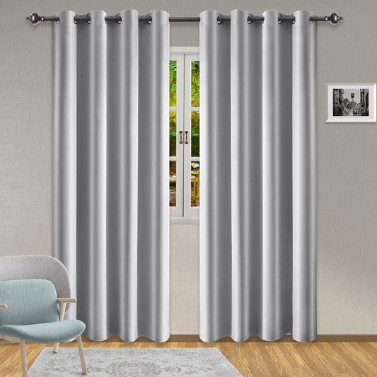 Silk Stain Curtains, 1 Panel, Gray, 132*160cm/132*183cm/132*213cm