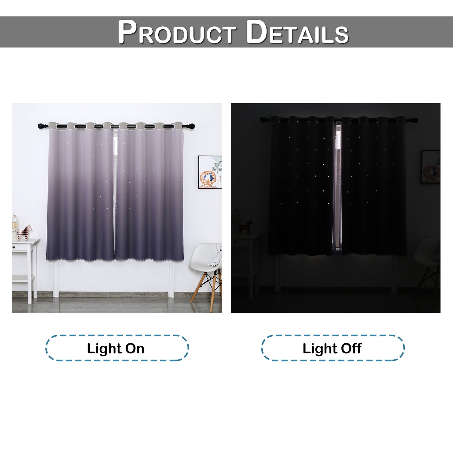 Double-Layer Blackout Curtains, 1 Panel, Purple, 132x160cm/132x213cm/132x243cm