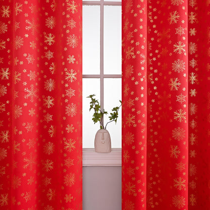 Christmas Blackout Curtains, 1 Panel, Red, 100*130cm/100*200cm/100*250cm/140*260cm