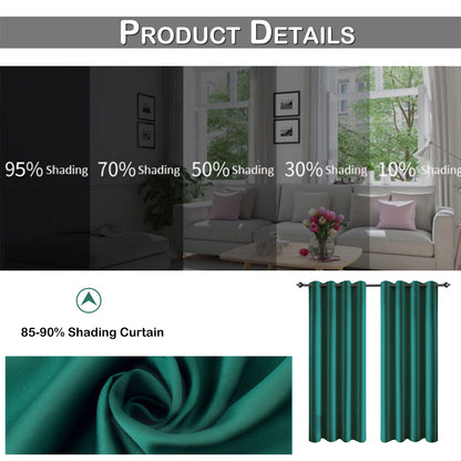 Silk Satin Curtains, 1 Panel, Green, 132*160cm/132*183cm/132*213cm
