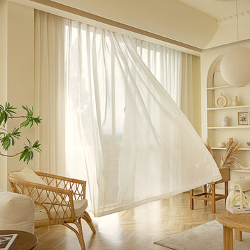 Transparente Voile Gardine mit natürlicher Leinenstruktur – Elenya