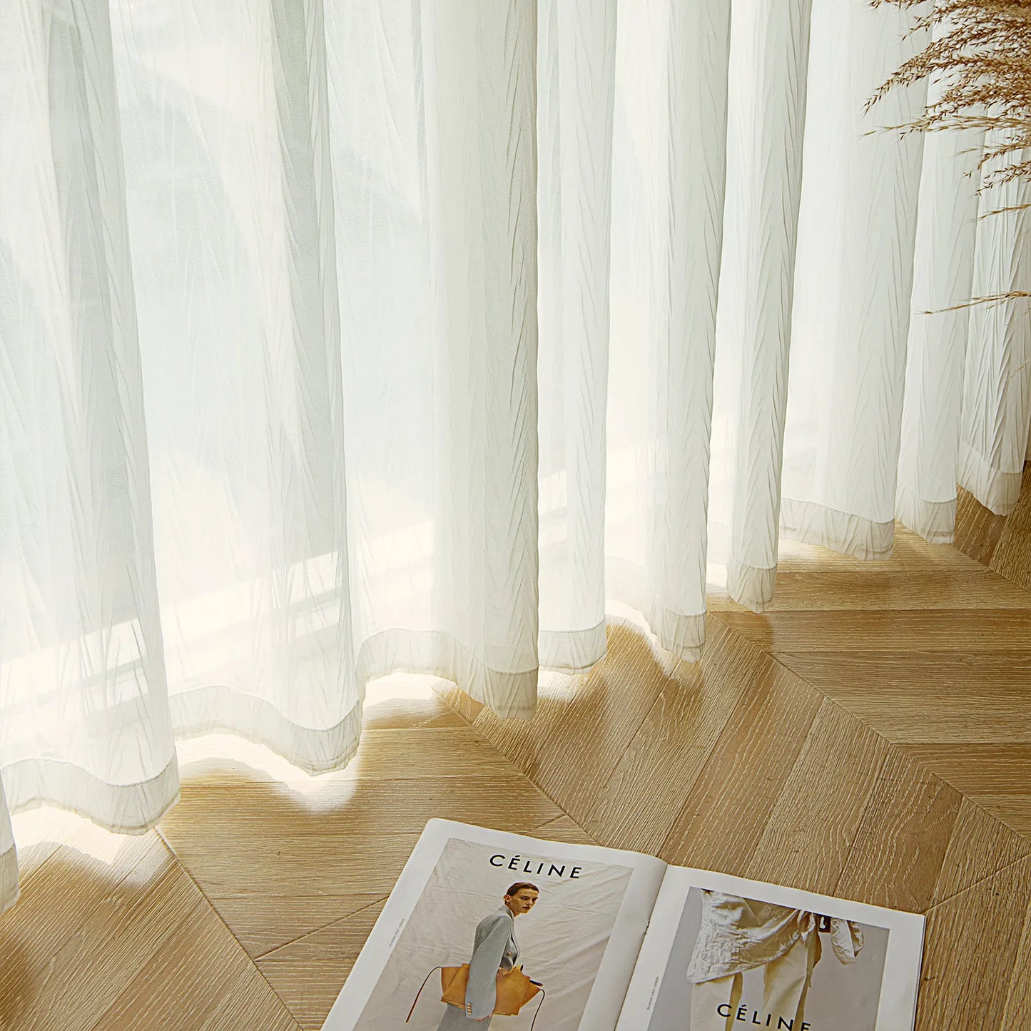 Voilage transparent à la texture lin naturel – Elenya