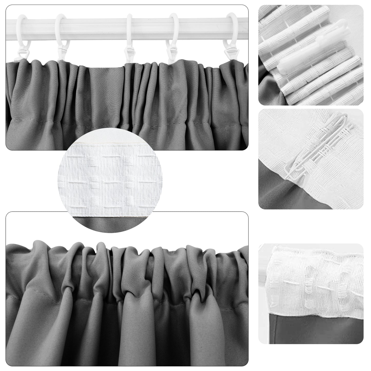 Blackout Curtains, 1 Panel, Gray, 132*160cm/132*183cm/132*213cm