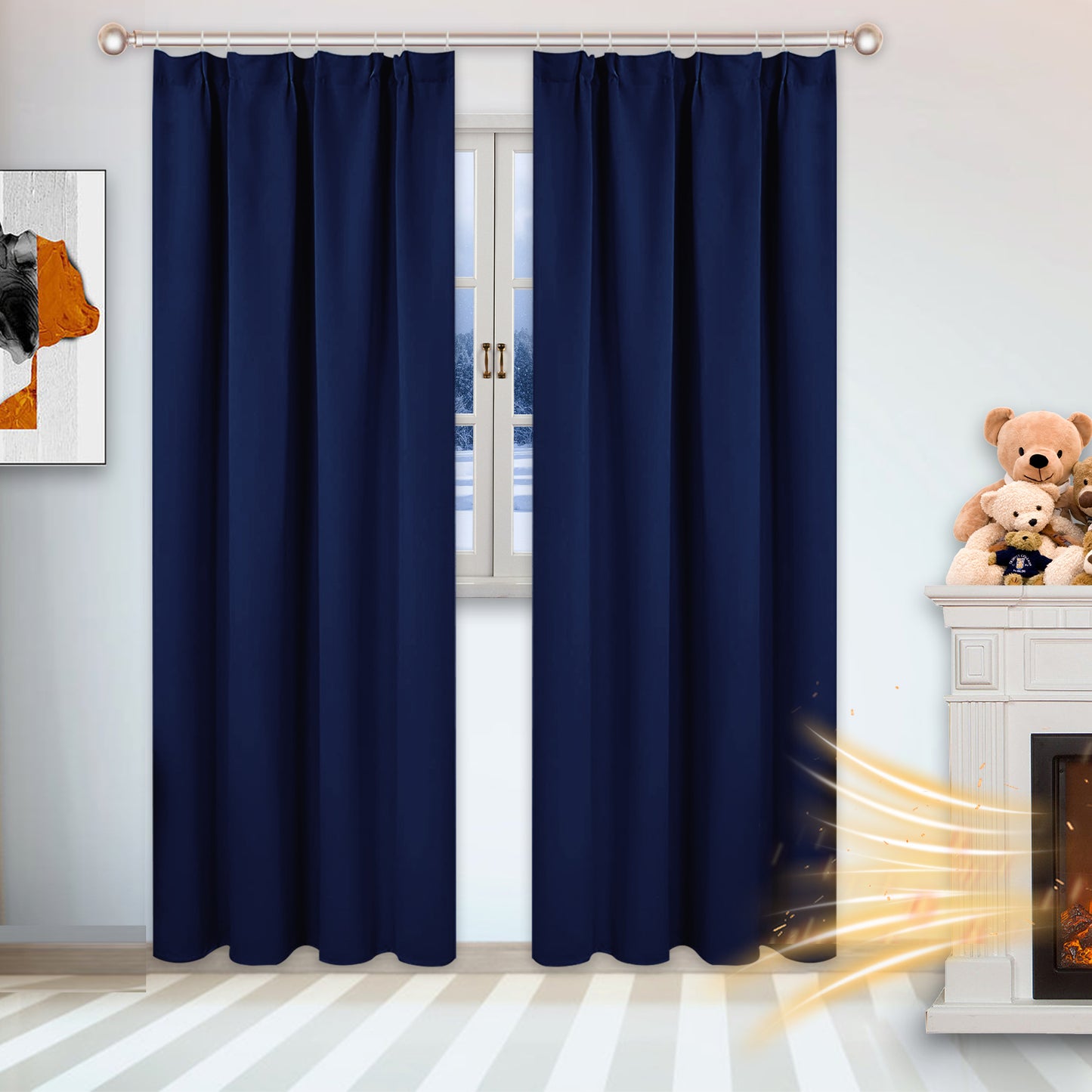 Blackout Curtains, 1 Panel, Blue, 132*160cm/132*183cm/132*213cm