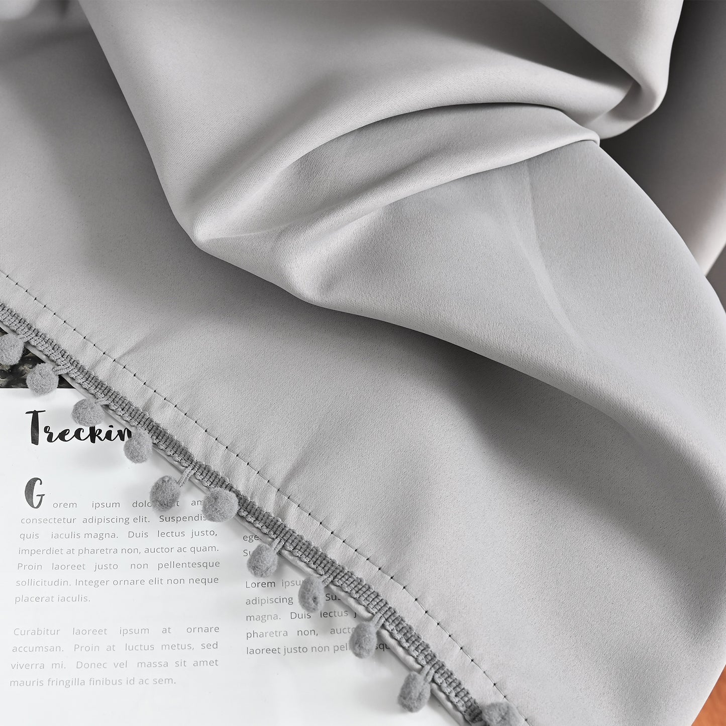 Pom Pom Blackout Curtains, 1 Panel, Gray, 132*160cm/132*183cm/132*214cm