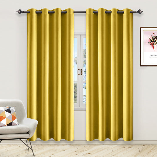 Silk Stain Curtains, 1 Panel, Gold, 132*160cm/132*183cm/132*213cm
