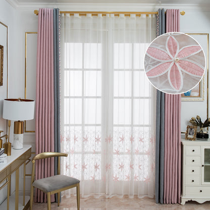 Embroidered Floral Sheer Curtain, 1 Panel, White, 132x160cm/132x213cm/132x244cm