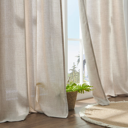 Transparente Voile Gardine mit grober Leinenstruktur nach Maß – Luvina
