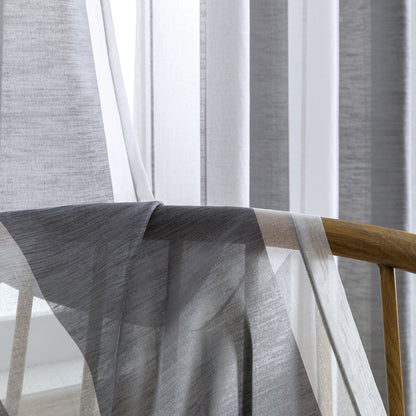 Modern transparent voile curtain with woven stripes, made to measure – Lirona