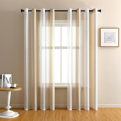 Modern transparent voile curtain with woven stripes, made to measure – Lirona