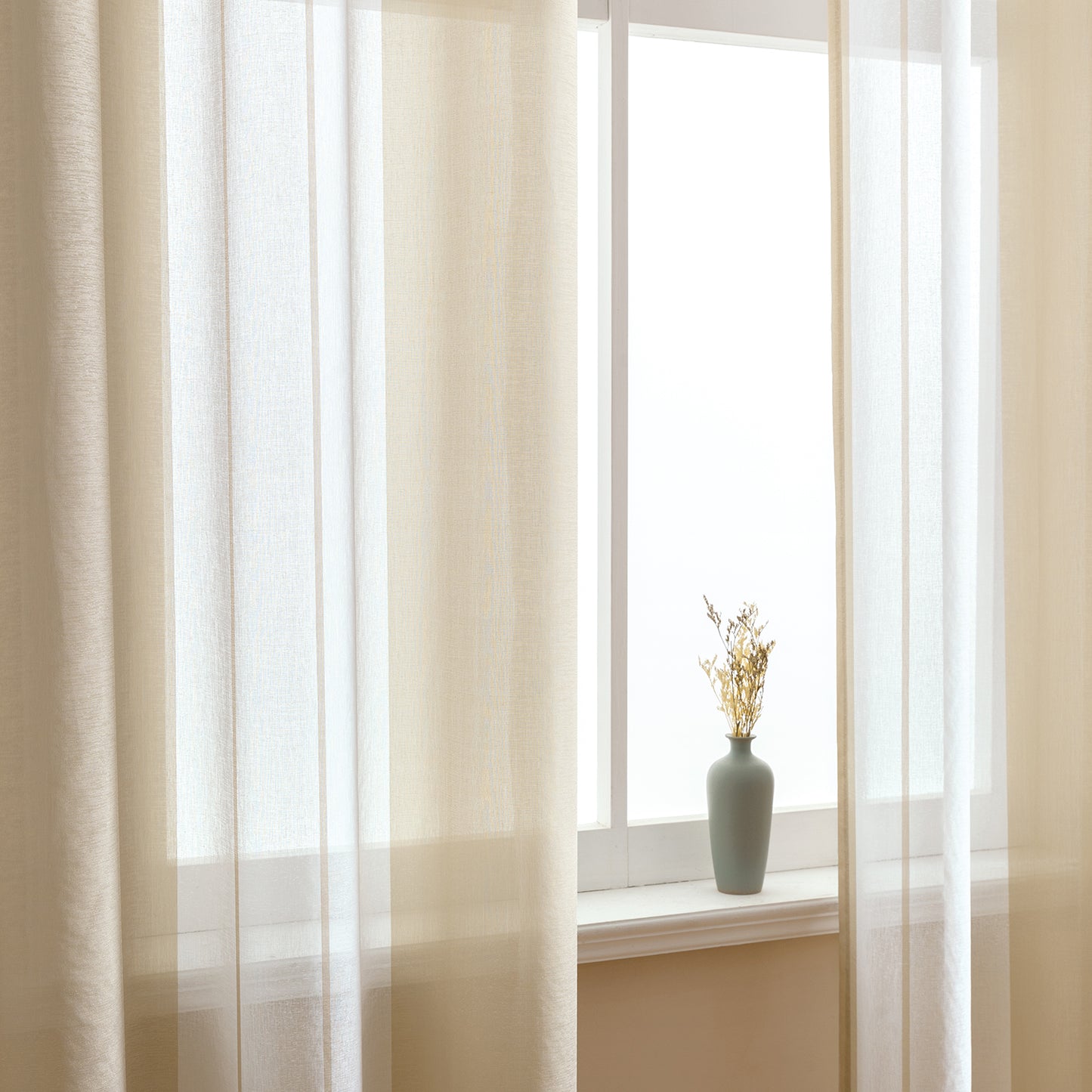 Modern transparent voile curtain with woven stripes, made to measure – Lirona
