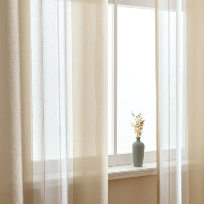 Modern transparent voile curtain with woven stripes, made to measure – Lirona