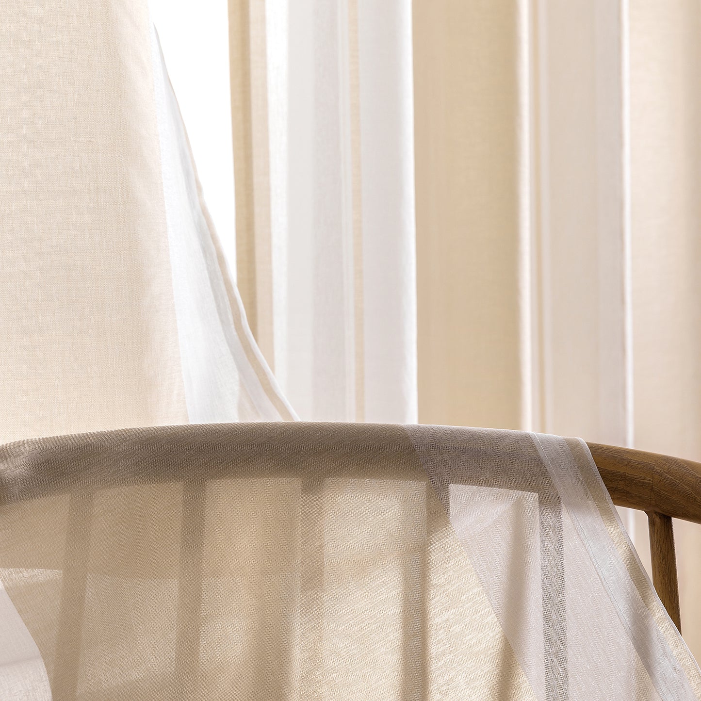 Modern transparent voile curtain with woven stripes, made to measure – Lirona