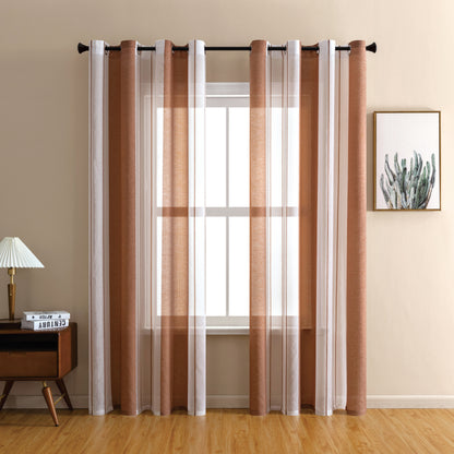 Modern transparent voile curtain with woven stripes, made to measure – Lirona