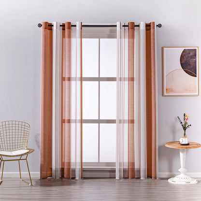 Modern transparent voile curtain with woven stripes, made to measure – Lirona