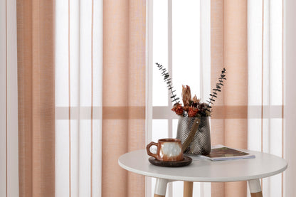 Modern transparent voile curtain with woven stripes, made to measure – Lirona