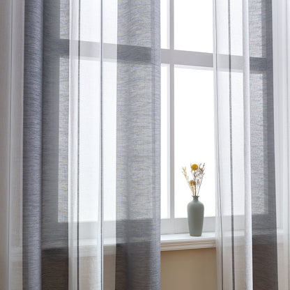 Modern transparent voile curtain with woven stripes, made to measure – Lirona