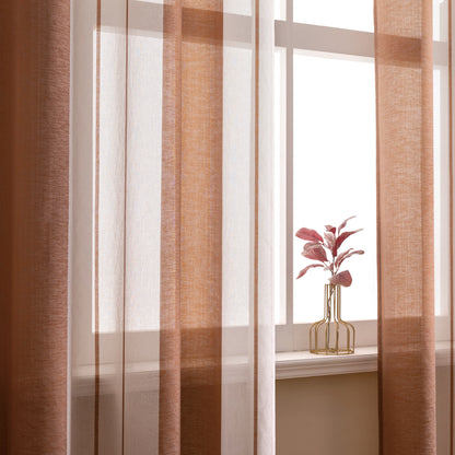 Modern transparent voile curtain with woven stripes, made to measure – Lirona