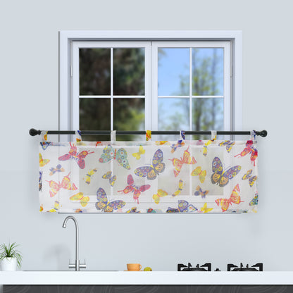 Butterfly Short Curtains, 1 Panel, White, 132*46cm/132*61cm/132*76cm/132*91cm