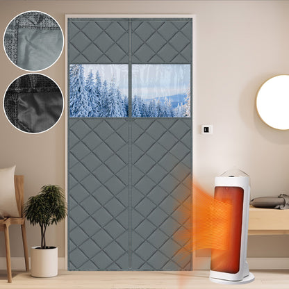 Gesteppter magnetischer Thermo Türvorhang mit Fenster · Wärmeschutz und Kälteschutz