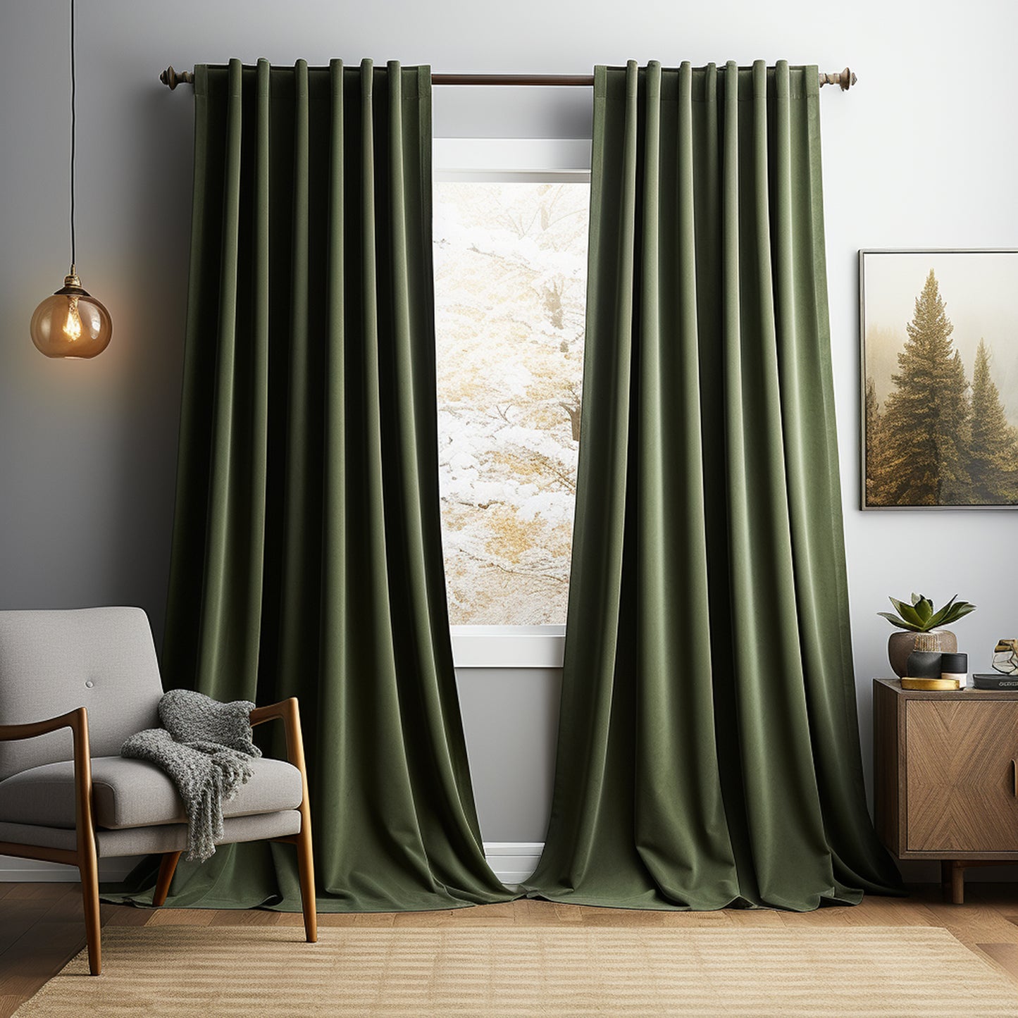 Velvet Christmas Window Curtain Panel Light & Heat Blocking for Living room and Bedroom