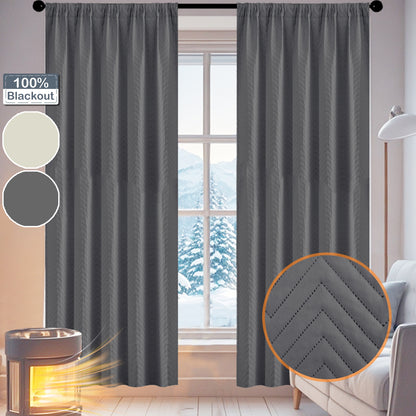 Heavy quilted blackout curtain · 100% blackout · Thermal protection