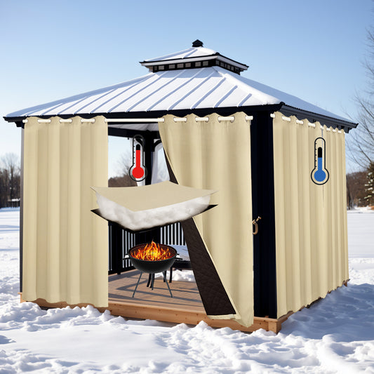 Waterproof quilted outdoor thermal curtain · 100% blackout