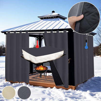 Wasserdichter gesteppter Outdoor-Thermovorhang · 100 % Blackout