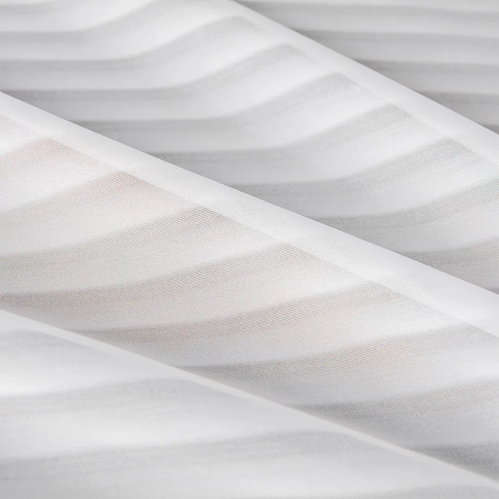 Transparent voile curtain with a fine striped structure, made to measure – Linari