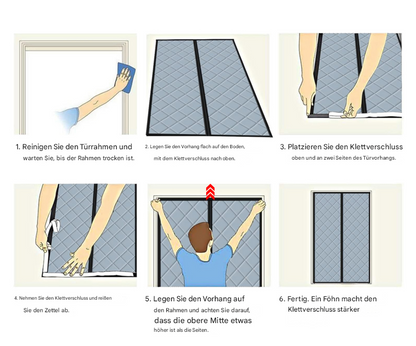 Magnetischer gesteppter Thermo Türvorhang mit großem Fenster · Wärmeschutz für Winter und Sommer