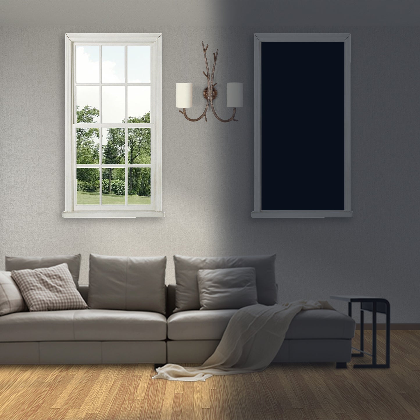 Mobiler 100 Prozent Verdunkelungsvorhang zum Zuschneiden mit Klettband in Schwarz Silber