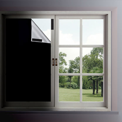 Mobiler 100 Prozent Verdunkelungsvorhang zum Zuschneiden mit Klettband in Schwarz Silber