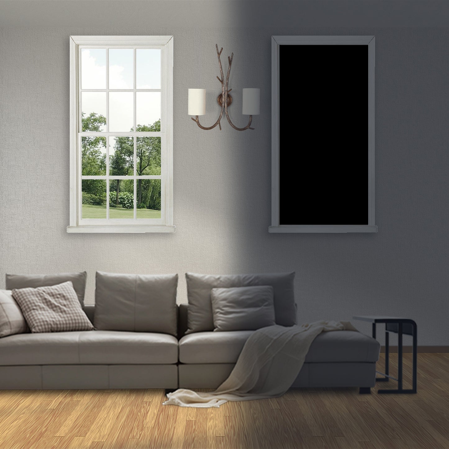 Portable 100% blackout curtain, cut to size, with Velcro fastening, in black