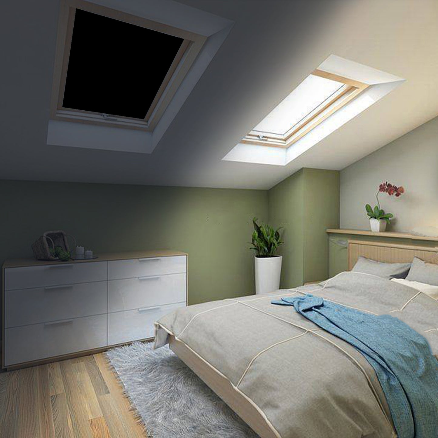 Portable 100% blackout curtain, cut to size, with Velcro fastening, in black