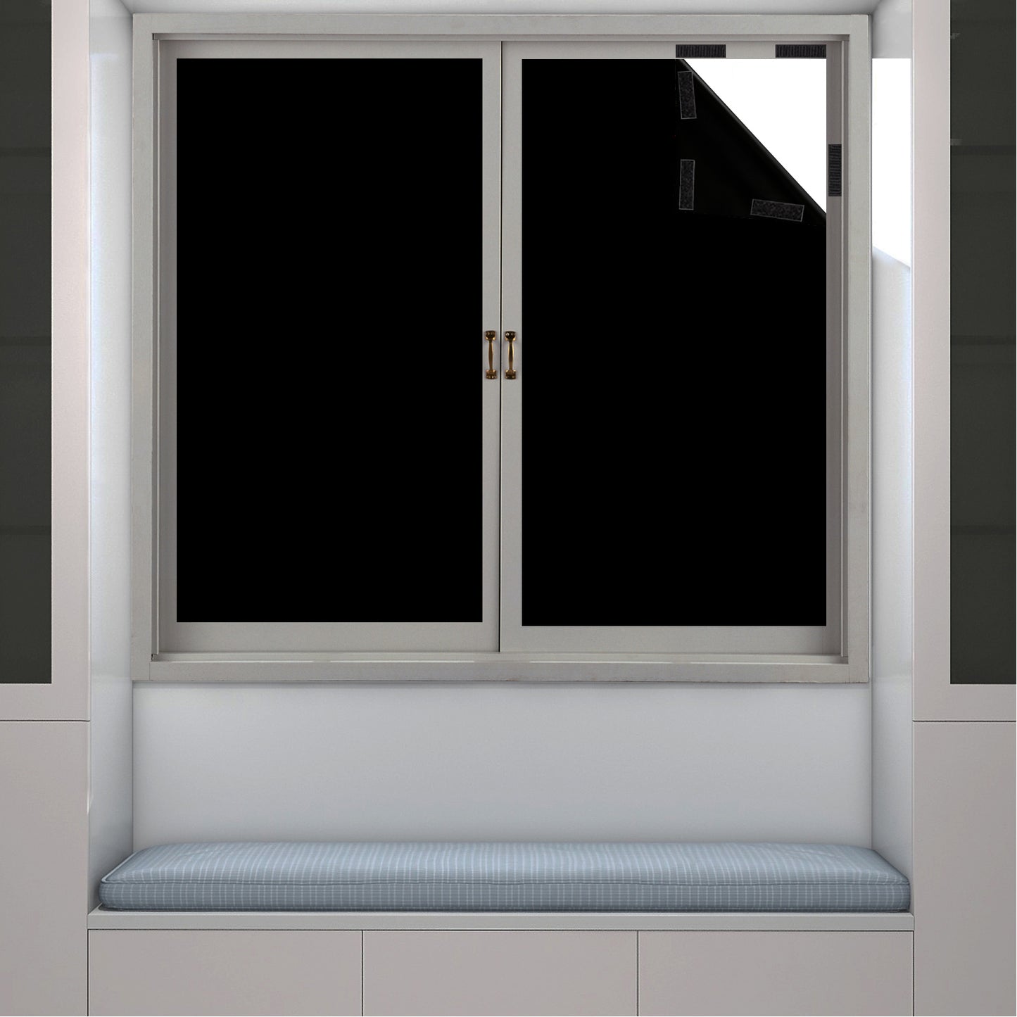 Portable 100% blackout curtain, cut to size, with Velcro fastening, in black