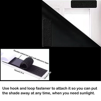 Portable 100% blackout curtain, cut to size, with Velcro fastening, in black