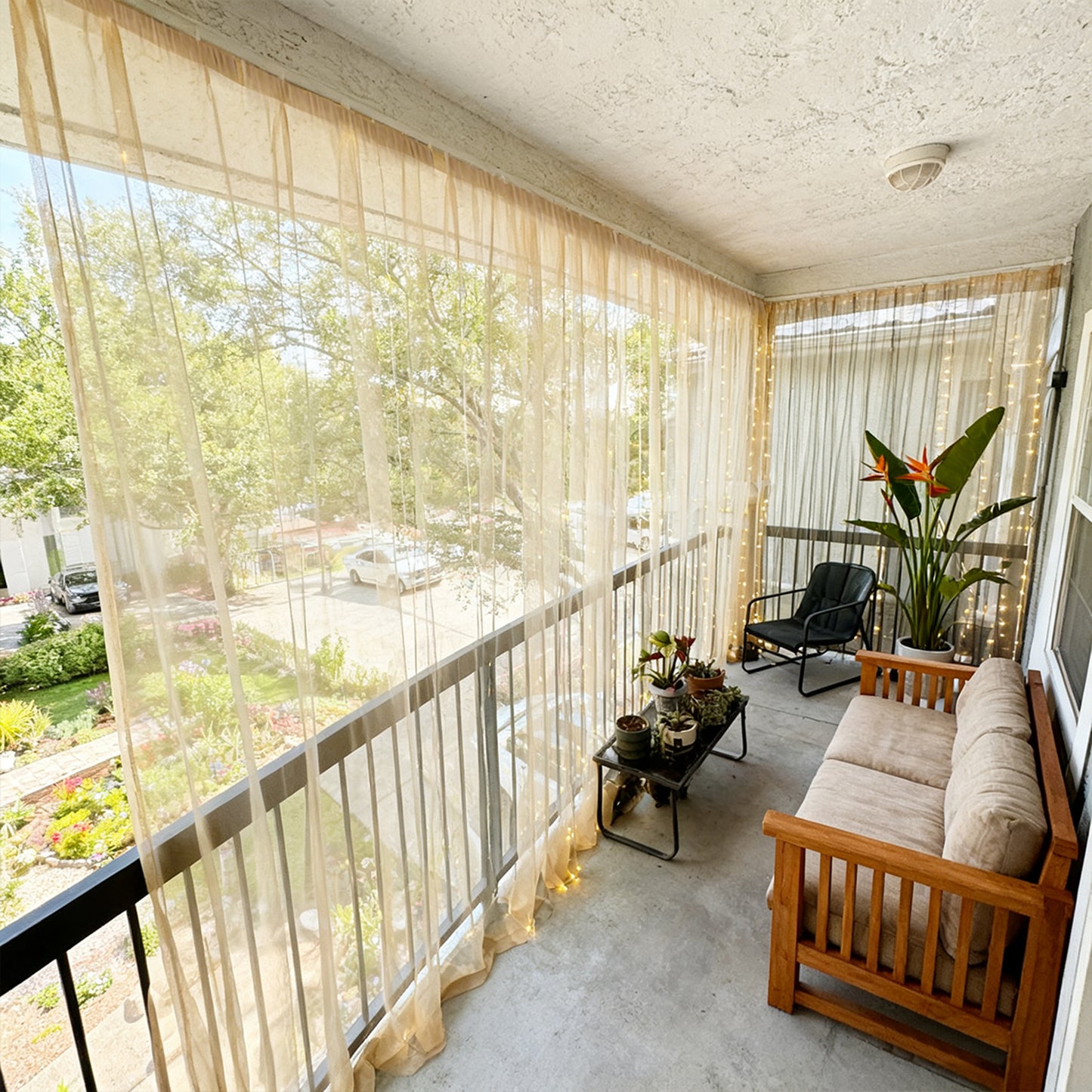 Outdoor Mosquito Net Curtain trimmable with Rod Pocket for Terrace Balcony Garden