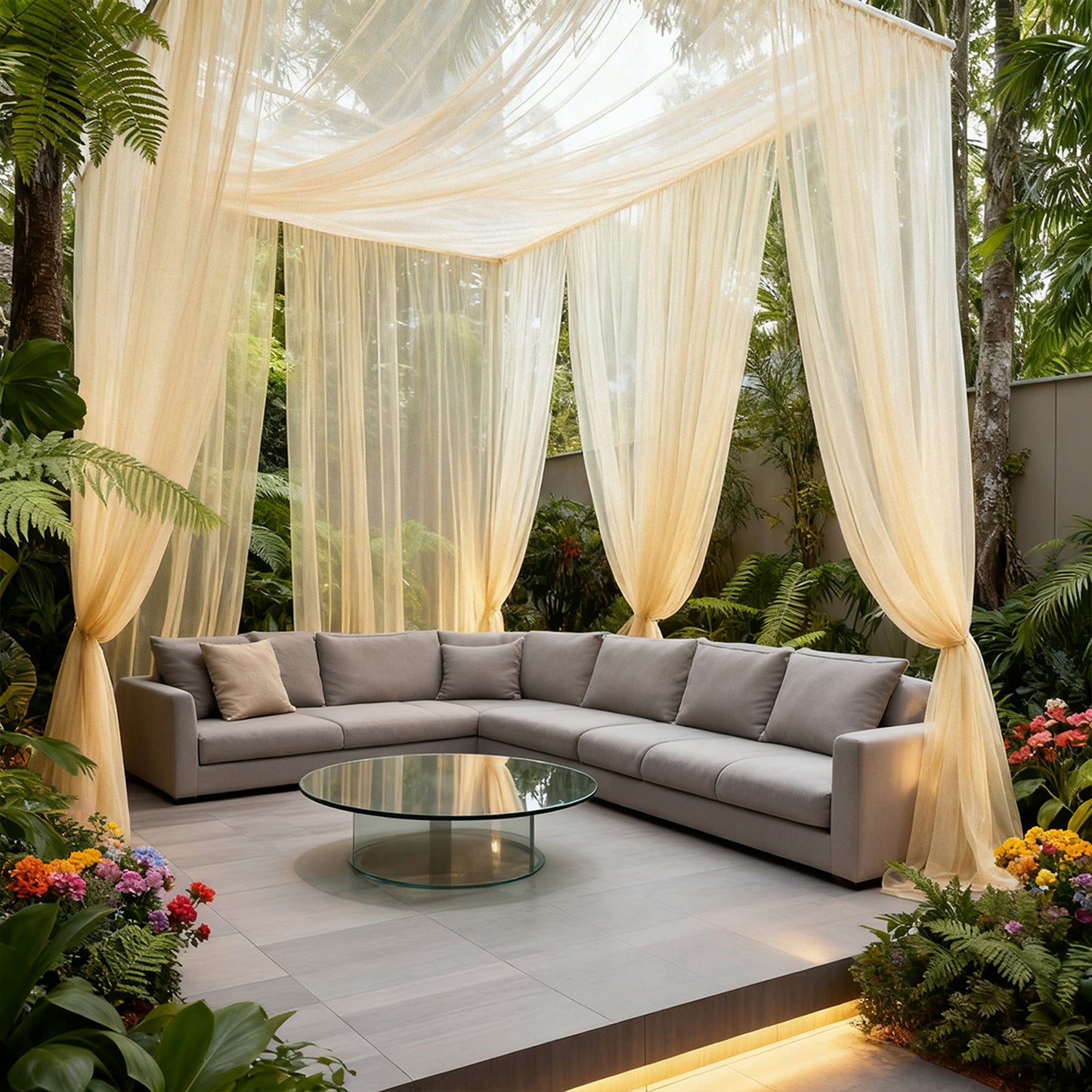 Outdoor Mosquito Net Curtain trimmable with Rod Pocket for Terrace Balcony Garden