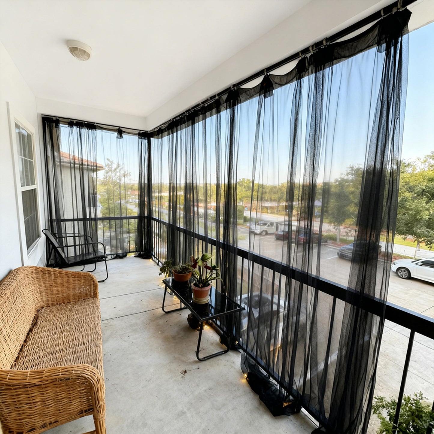 Outdoor Mosquito Net Curtain trimmable with Rod Pocket for Terrace Balcony Garden